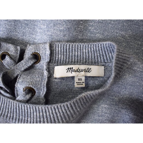 Madewell Laced Back Pullover Sweater in Light Gray - Picture 3 of 13
